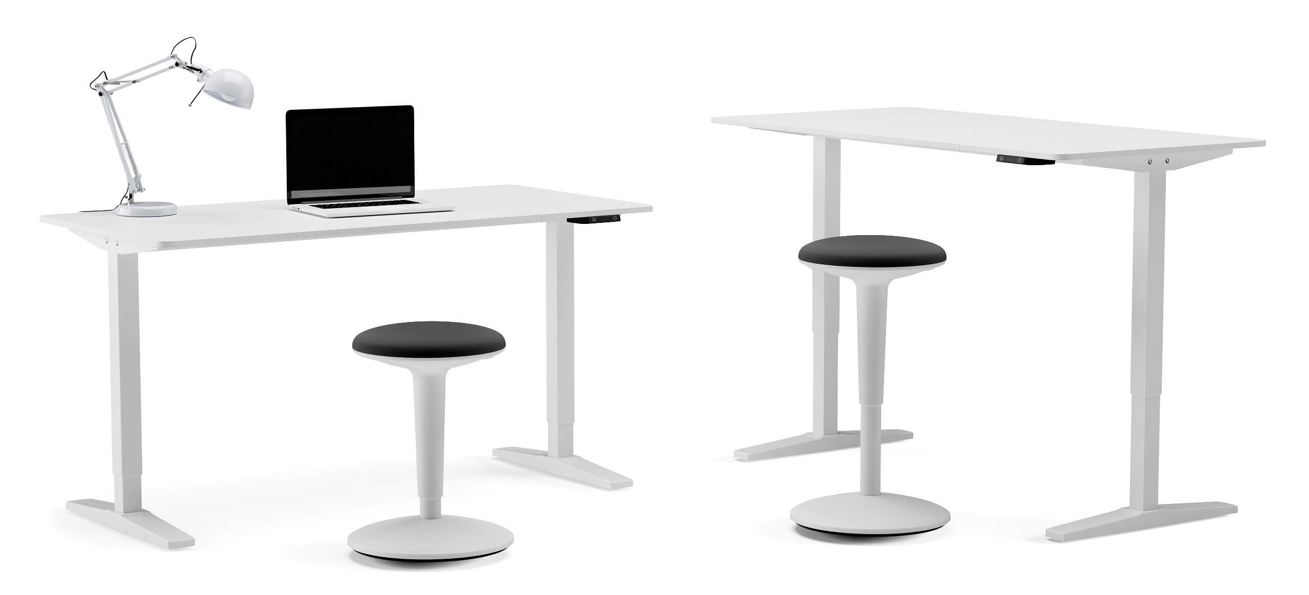 Mesa escritorio elevable FLAP 140 x 70, minimalista blanco.